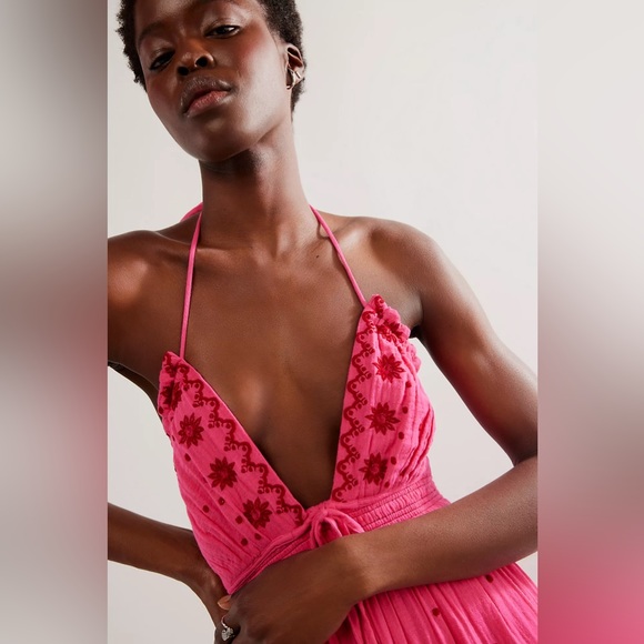 🎉LAST PIECE🎉FREE PEOPLE Real Love Embroidered Maxi Dress - Picture 9 of 13
